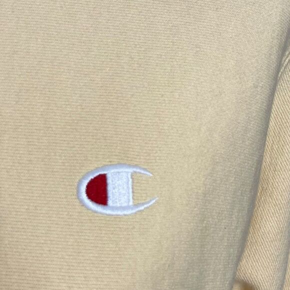 Champion Reverse Weave Sweatshirt Women’s XS Pale Yellow Crewneck Pullover Logo - Picture 6 of 11
